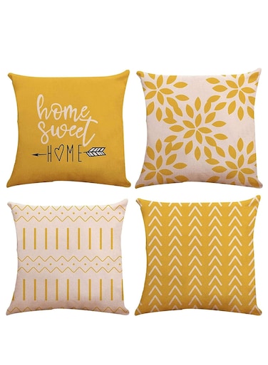 Covers 18x18 Set of 4, Modern Sofa Throw Pillow Cover, Decorative Outdoor Linen Fabric Pillow Case for Couch Bed Car Home Sofa Couch Decoration 45x45cm (Yellow, 18x18, Set of 4)