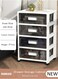 4 Layers Drawer Storage Cabinet Drawer Plastic Containers Box with Wheels 35CM Wide Slit Cabinet Drawer Unit Multipurpose Drawer Storage Organizer for Kitchen Bedroom Bathroom and Living Room