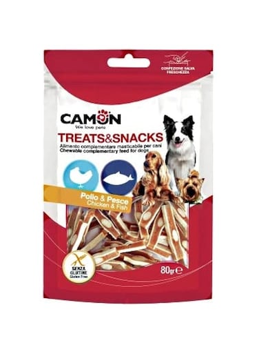 Camon Chicken and Fish Sandwich, Complementary Pet food for Adult dogs, Gluten free Treat, Tasty Dog Snacks, Dog Treat, Additives Free Dog Food, Dog Chewable treat, Soft Treat,Dry Dog Food, Dog Snack