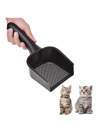 MAKINGTEC Large Metal Litter Scoop, Cat Litter Sifter with Deep Shovel and Ergonomic Long Handle with Deep Shovel Thicken Non Stick Cat Litter Scoop with Handle Small Hole