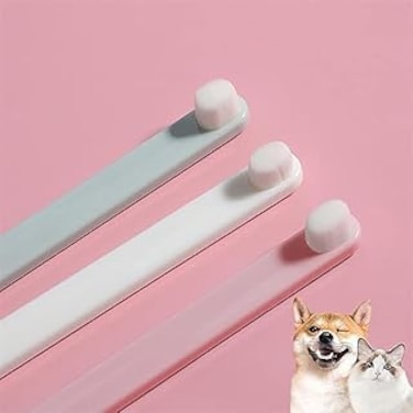 NALACAL Pet Dog Toothbrush, Extra Soft Dog Cat Toothbrushes Dental Cleaning Brushes for Puppy Small Dog and Cat Dogs Teeth Dental Health 3 Pack Kit (White/Green/Pink)