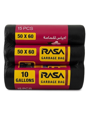Small Garbage Bags &acirc;&euro;&ldquo; 10 Gallons, 50x60cm, 15 Pcs Per Roll x 3 Rolls (Black)   Leak-Resistant, Eco-Friendly, Jasmine Scented