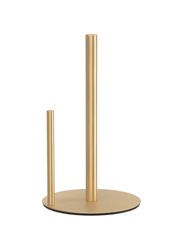 Paper Towel Holder Chrome Kitchen Roll Holder, Premium Stainless Steel Paper Towel Holder for Kitchen Roll Organize, One-Handed Operation Countertop Roll Dispenser with Weighted Base (Gold)