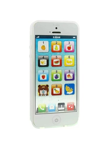 AMERTEER YPhone Phone Toy Play Music Learning English Educational Cell Phone Mobile Gift Prize for Baby Kids Children (White)