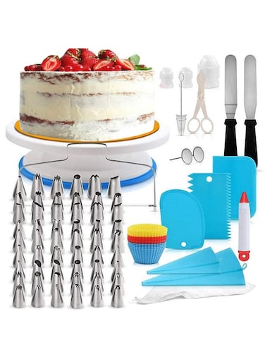 Cake Decorating Tools Kit Icing Tips Turntable Pastry Bags Couplers Cream Nozzle Baking Tools Set for Cupcakes Cookies