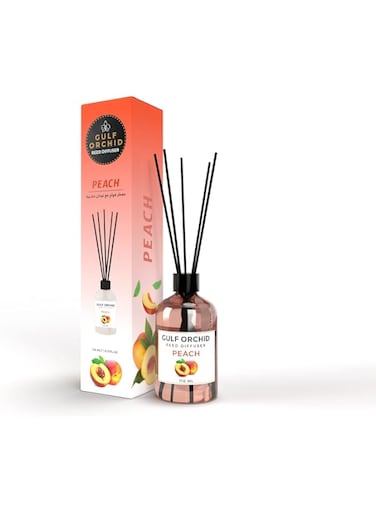 Gulf Orchid Peach Reed Diffuser Aromatherapy Air Freshener Fragrance - Perfect for Home, Livingroom, Bedroom, Toilet, Closet &amp; Office - 110 ml