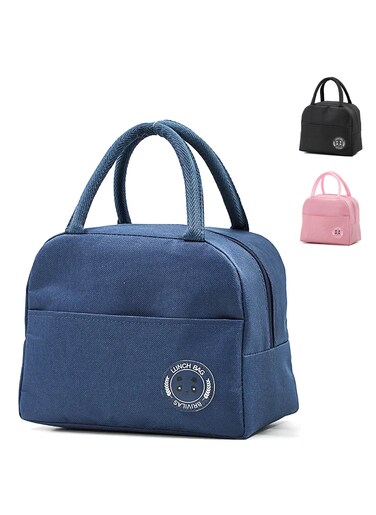 Tediline Lunch Bag Plain Dark Blue Reusable Insulated, Waterproof Bag for Kids or Adults, Perfect for Lunch Boxes, Tiffin Boxes, Picnics, Work, or School