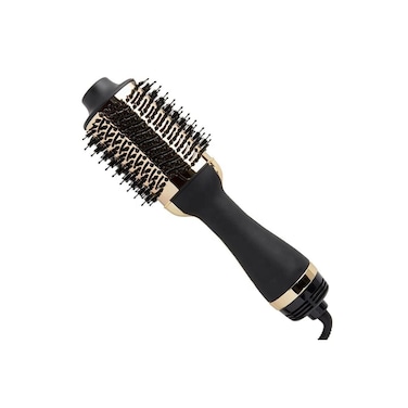 Generic Pro Round Hair Brush &ndash; 360&deg; Swivel Cord, Tangle-Free Bristles, Black &amp; Gold Finish