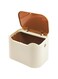 Tazweeq Cat Litter Box with Press-Type Lid, Smell-Proof Bin, Bags Included, Detachable Trash Container, Scoop Holder (Khaki)