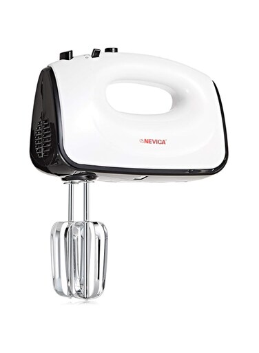 Nevica Hand Mixer, Power 300W, 5 Speed with Turbo, Beater &amp; Dough Hook White NV-158HM