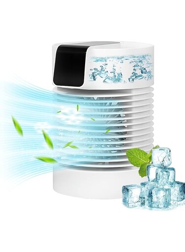 4-In-1 Portable Air Conditioners Fan,Portable AC &amp;Humidifier Evaporative Mini Small Air Conditioner with 3-Speed 360&deg; Rotation Personal Air Conditioner Air Cooler For Bedroom,Office,Living Room&amp; More
