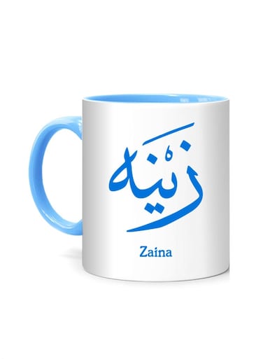 Styles Arabic Calligraphy Name Zaina Printed Mug White/Blue 10cm