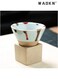 100ml Creative Triangular Cone Shape Porcelain Mug Coarse Pottery Coffee Mug with Base Pull Flower Porcelain Cup Tea Cup Multi Color (cyan)