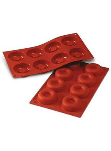silikomart 20.011.00.0065 Mould 8 savarins Classic, Silicone, red