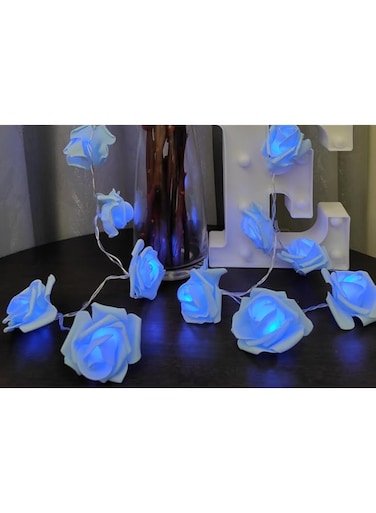 Fantasee LED Rose Flower String Lights Battery Operated for Wedding Home Party Birthday Festival Indoor Outdoor Decorations Large Rose Flower Diameter 6cm (Blue Rose Blue Light, 6.6ft 20LED)