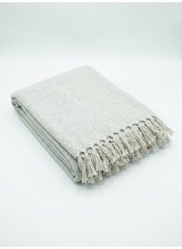 130 x 160 cm Woven Tiles Cotton Knitted Throw White Blanket for Sofa Couch and Bed Soft Boho Fringed Tassels 400GSM Decorative Room Accent