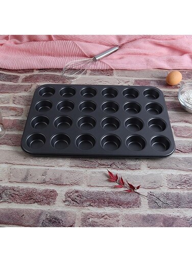Nonstick Muffin Pan, Mini Cupcake Pans Set, Tins for Baking, 24-Cup, Black