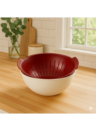 Colander &amp; Bowl Set &acirc;&euro;&ldquo; BPA Free Salad Strainer 25.5cm