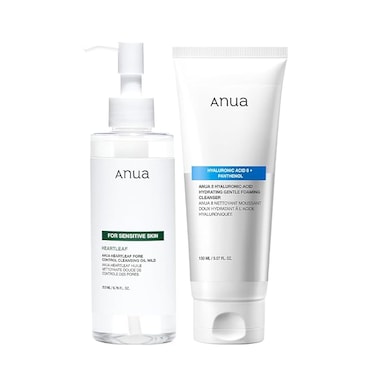 Anua Gentle Double Cleanser Duo For Facial Cleansing : Heartleaf Pore Control Cleansing Oil Mild &amp; Hydrating Gentle Foaming Cleanser For Double Cleansing, Daily Facial Cleanser, Korean Skincare