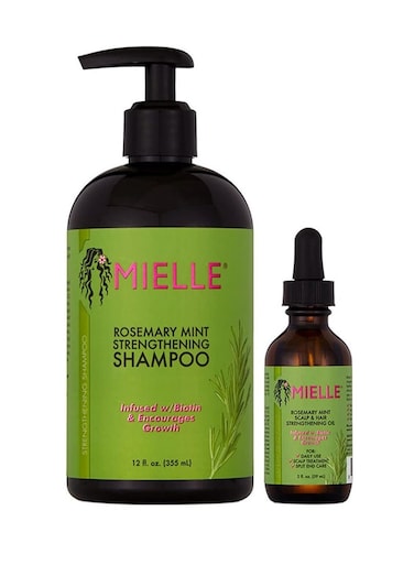 Mielle Rosemary Mint Bundle, Rosemary Mint Strengthening Shampoo &amp; Rosemary Mint Scalp &amp; Hair Strengthening Oil 414ml