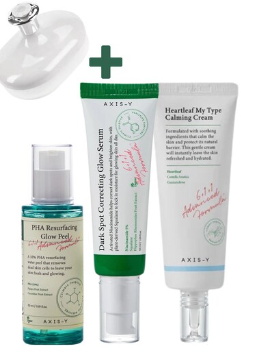 Axis-Y Ultimate Glow Trio Set - Exfoliating Glow Peel, Brightening Glow Serum, And Soothing Calming Cream (160ml)
