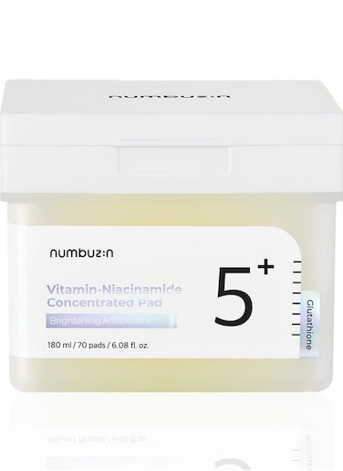 Numbuzin No.5+ Niacinamide Concentrated Toner Pads - 70 Pads With Glutathione, Niacinamide, PHA &amp; LHA, 180ml Korean Skincare Set