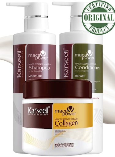Karseell Argan Oil Deep Repair Shampoo, Conditioner &amp; Hair Mask Set - Intensive Repair And Hydration For Dry, Damaged, Color-Treated Hair - Sulfate And Paraben-Free - 3-Piece Hair Care Set (3 x 500ml)