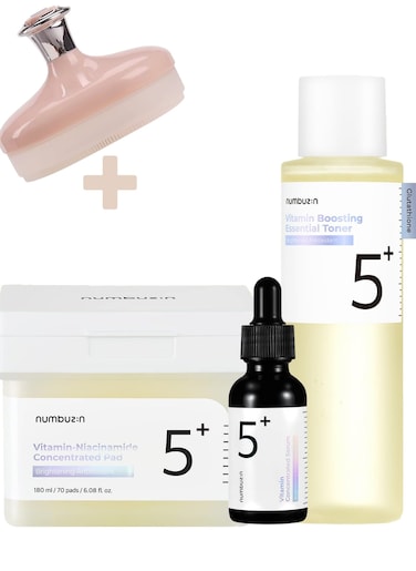 Numbuzin Luxurious Skin Rejuvenation Kit - No.5 Vitamin Boosting Essential Toner, No.5 Vitamin Niacinamide Concentrated Pad, No.5 Vitamin Concentrated Serum