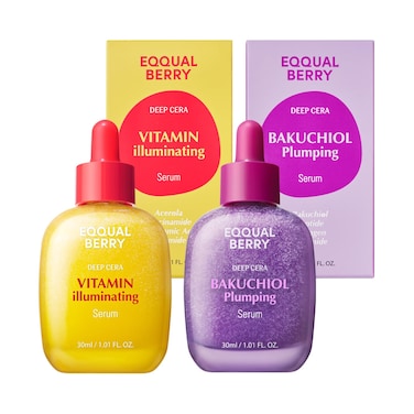 Eqqualberry Bakuchiol &amp; Vitamin C Serum Set - Anti-Aging &amp; Brightening Duo For Radiant, Firm Skin, Gentle Retinol Alternative &amp; Vitamin-Packed Glow Enhancer