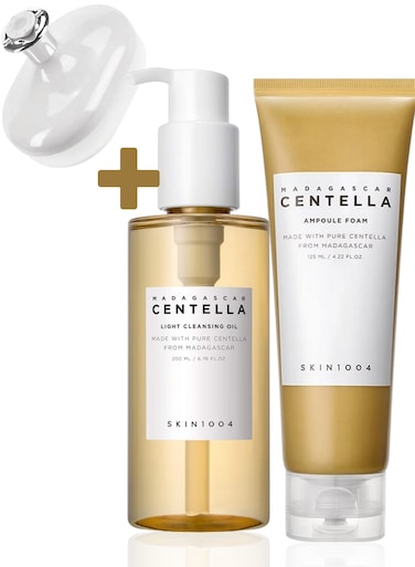 سكين1004 مجموعة تنظيف مدغشقر سنتيلا - زيت تنظيف خفيف ورغوة أمبول للتنقية اللطيفة 325 مل