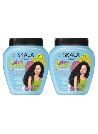 Skala Mais Cachos Hydrates Curls 2 In 1 Conditioning Treatment Cream &amp; Cream To Comb For Curly Hair, Eliminates Frizz - (2 Pack)