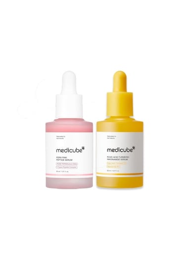 Medicube Viral Serum Duo For Clear And Plump Skin: Kojic Acid Turmeric And PDRN Rose Pink Serum For Radiant Glow And Uneven Skin Tone &amp; Texture Care, Giftable Skincare Set, Stocking Stuffers