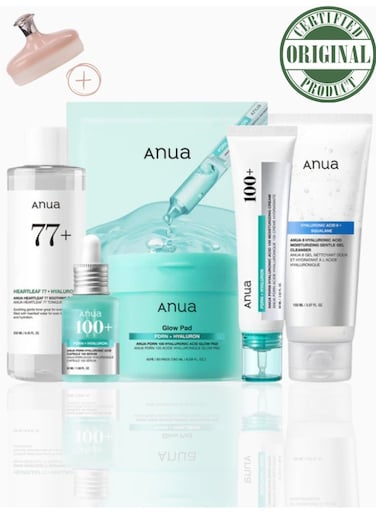 Anua Hyaluronic Acid PDRN Skincare Bundle &ndash; 8 Hyaluronic Acid Moisturizing Gentle Gel Cleanser, PDRN 100 Hyaluronic Acid Glow Pad, Heartleaf 77 Soothing Toner, PDRN Hyaluronic Acid Capsule 100 Serum