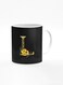 Designer Printed Coffee Mug 11oz Ceramic Personalised Gift Mugs Cup Custom Monogram Initial Letter Mandala Floral Pattern Alphabet L (Black)