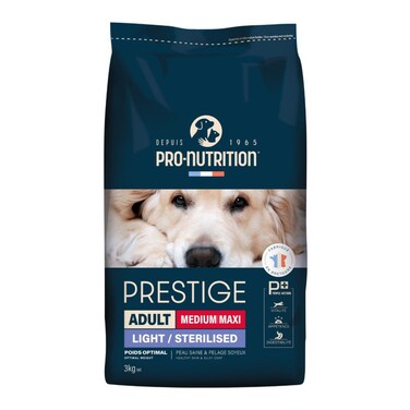 Adult Medium/Maxi Sterilised Dog Food 3kg &ndash; Prestige Low-Fat Formula for Optimal Weight
