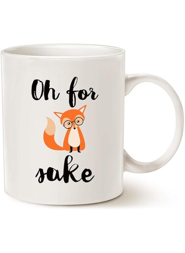 MAUAG Funny Quote Fox Coffee Mug, Oh for Fox Cute Fathers and Mothers Day Gifts Fun Cup White, 11 Oz