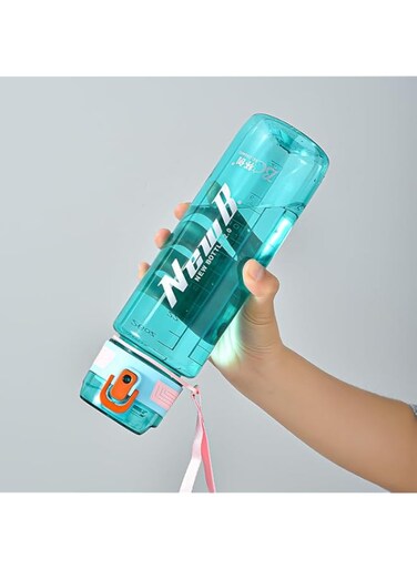 FFA SPORTS Fitness for all 850ml Water Bottle Shaker Plastic Water Bottles With Inside Filter Lid and Time Markings (Green)