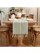 Rustic Farmhouse Style Linen Table Runner, Boho Handmade Fringe Braided Stripe Table Runners Kitchen Table Decoration for Holiday Party Wedding Dining Birthday (Green, 13x108 inch/33x275 cm)
