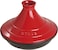 Staub Tajine 28cm Cherry 2L. High quality cast iron. Black matt enamel interior.Conical Ceramic Lid. Moroccan Cooking. Suitable for all hob types, incl. induction. Oversafe 260&deg; C. Made in France.