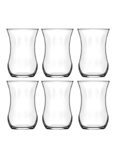6-Piece Classical Glass Tea Cup Set Clear