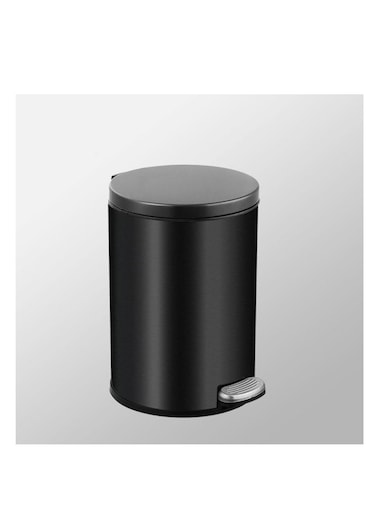 Stainless Steel Double Layer Dustbin with Pedal and Lid For Bathroom Kitchen,Silent Lidded Trash Bin,Fingerprint-Proof Modern Garbage Can, Round Bucket with Handle for Home Office (Black, 12L)