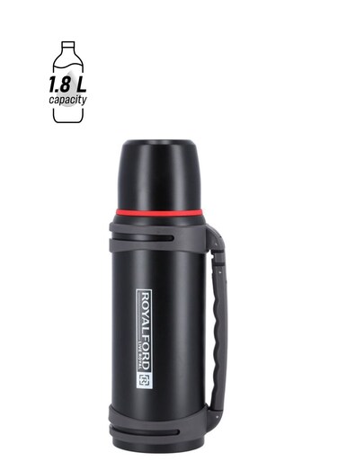 Stainless Steel Double Wall Insulation Travel Vacuum Bottle Black 1.8Liters
