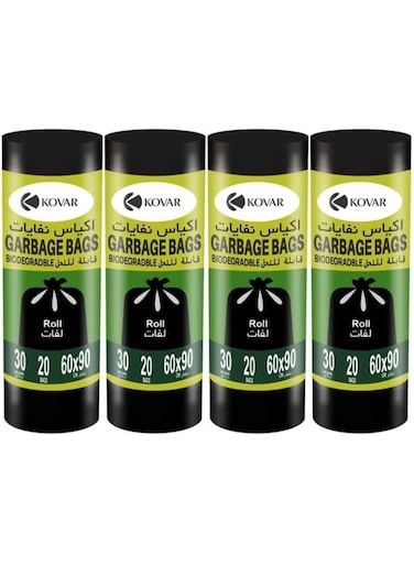 Biodegradable &amp; Antibacterial Garbage Bags - 30 Gallon, 60X90Cm, 4-Pack Roll Set
