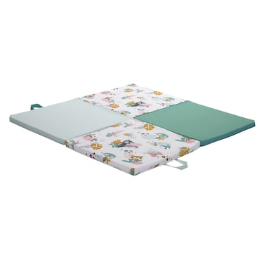 Tin&eacute;o 3-in-1 Jungle Buddies Smart Play Mat &ndash; Multifunctional Foldable Baby Play Mat, Extra Bed &amp; Pouf, Waterproof, Removable &amp; Washable Cover, Made in France