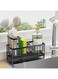 Holder for Kitchen Sink, Sink Caddy with High Brush Holder, Organzier Rustproof 304 Stainless Steel Dish Organizer Divider, Soap Dispenser Storage