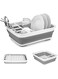 LLygezze Collapsible Drying Dish Storage Rack, Dish Drainer Dinnerware Basket for Kitchen Counter RV Campers Portable Dinnerware Organizer
