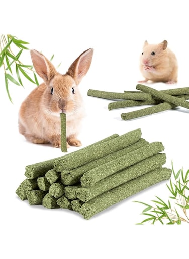 FDTY 25 PCS Timothy Hay Sticks for Rabbits Guinea Pig Hamsters Chinchilla Bunny Chew Toys for Teeth Treats Accessories (alfalfa grass)