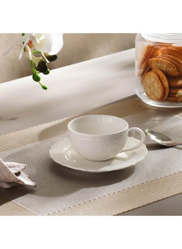 Home Queen Lace Porcelain Coffee Cup Saucer 120Ml -White