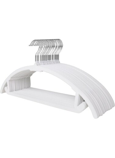17.6'' Velvet Clothes Hangers, Non-Slip Rounded Felt Hangers, Sturdy &amp; Space-Saving Suit Hangers For Sweaters, Pants, Dresses, Skirts, Coats (White, 10 Pack)