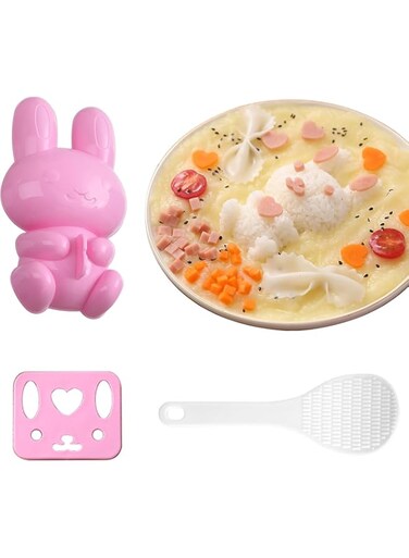 Silk Route - Rice Ball Mold, 2 Pcs Rabbit Onigiri Mold Rice Shaper Molds, Sushi Rice Ball, Egg Sushi Rice Mould, Kid Lunch Bento Accessories, Rice Press Mold for Baby Kids Meal Hiking Decorating Cake